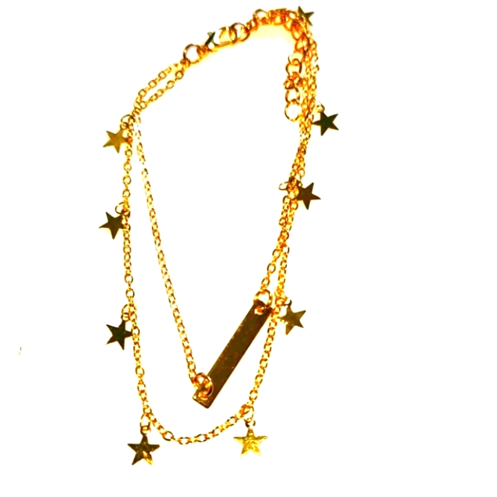Vintage Gold Stars and Bar Double Strand Anklet/Bracelet